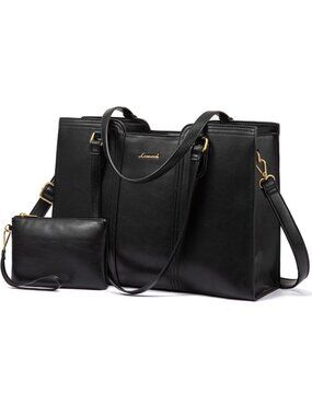Stylish Waterproof Laptop Bag for Women - Vintage Work Tote Purse with Wristlet